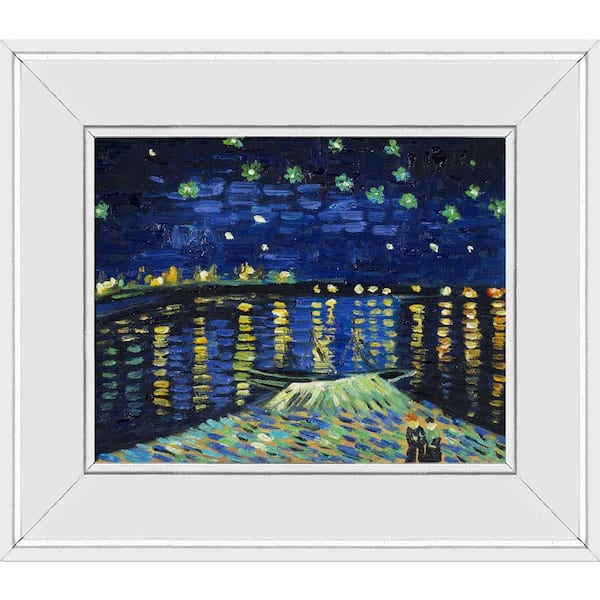 LA PASTICHE Starry Night Over the Rhone by Vincent Van Gogh Galerie White Framed Nature Oil Painting Art Print 12 in. x 14 in.