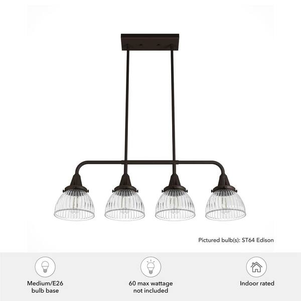 Hunter Cypress Grove 3-Light Onyx Bengal Transitional Clear Glass Linear LED Mini Hanging