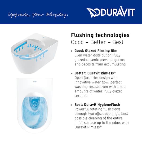 Duravit Starck 3 Elongated Toilet Bowl Only in White with Hygiene  