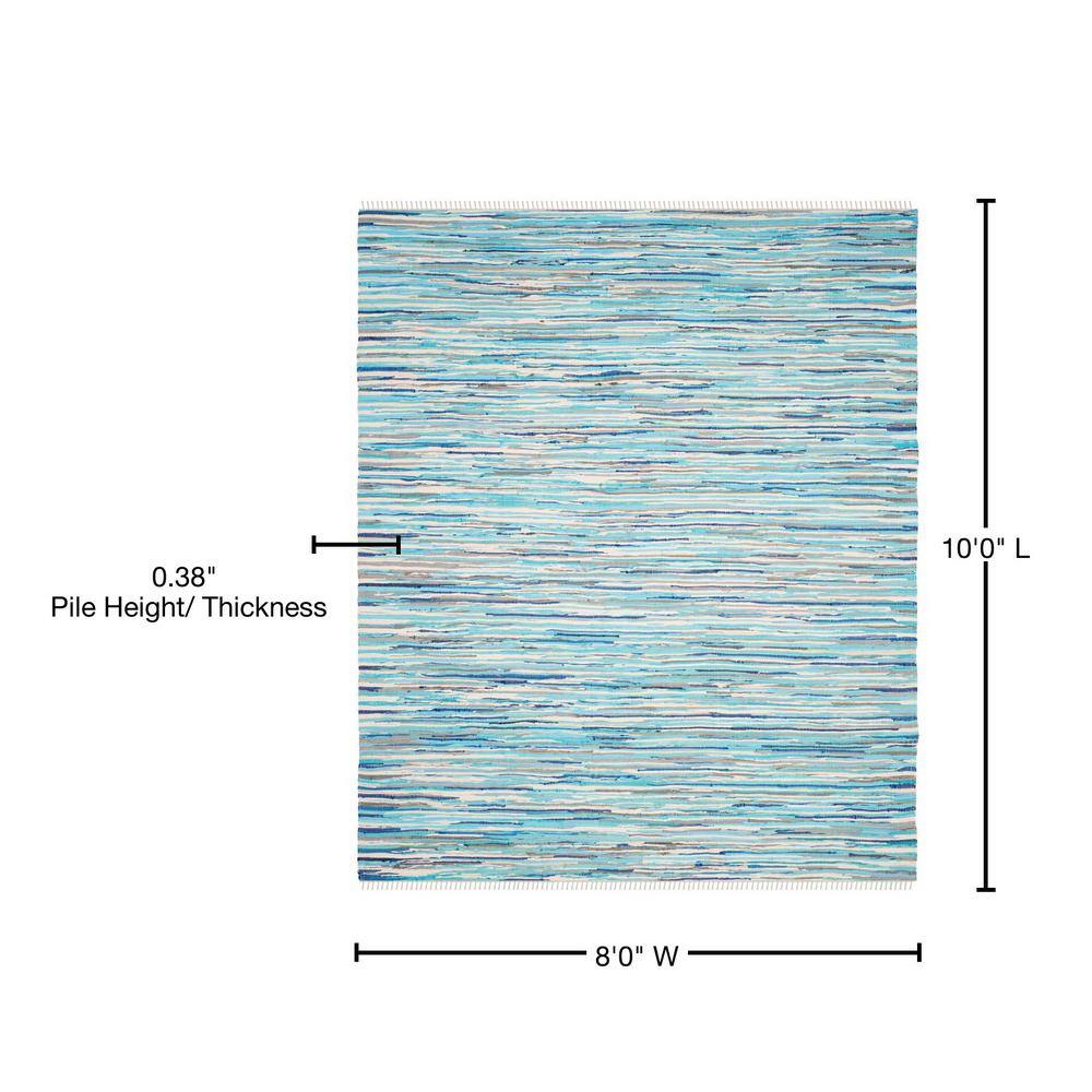Turquoise and Multicolor Handmade Cotton Striped Area Rug, 8' x 10'