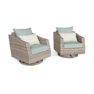 Cannes All-Weather Wicker Patio Motion Club Chair with Sunbrella Spa Blue Cushions (2-Pack)
