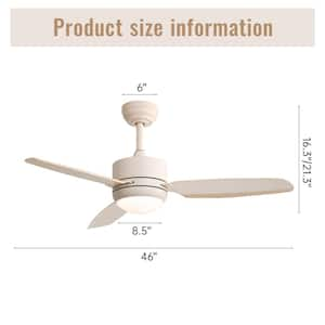 46 in. Indoor Beige Ceiling Fan with Dimmer LED Light, Remote Control and DC Motor for Living Room, Dining Room, Bedroom