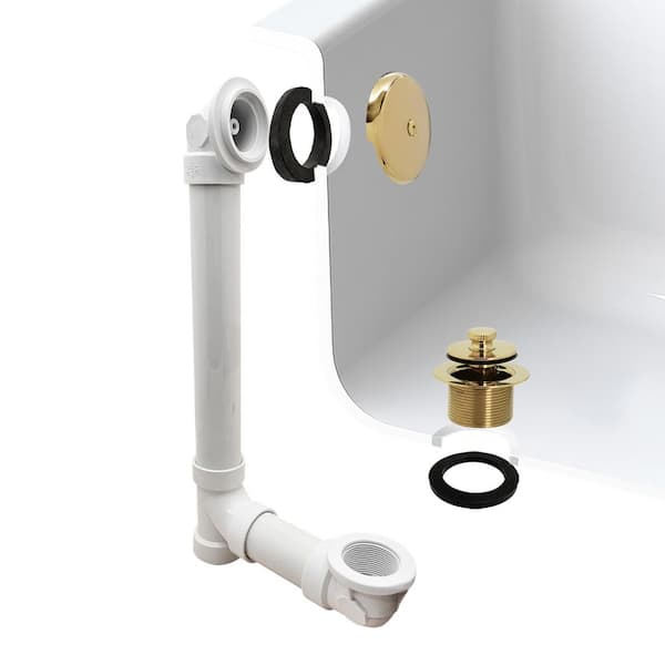 Westbrass PVC Bath Waste with 1-Hole Elbow in Polished Brass