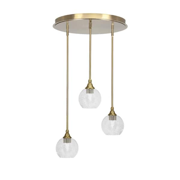 Unbranded Villa 3 Light New Age Brass Pendant, Cluster Pendant Light with 5.75 in. Smoke Bubble Glass Shades, No bulb Included