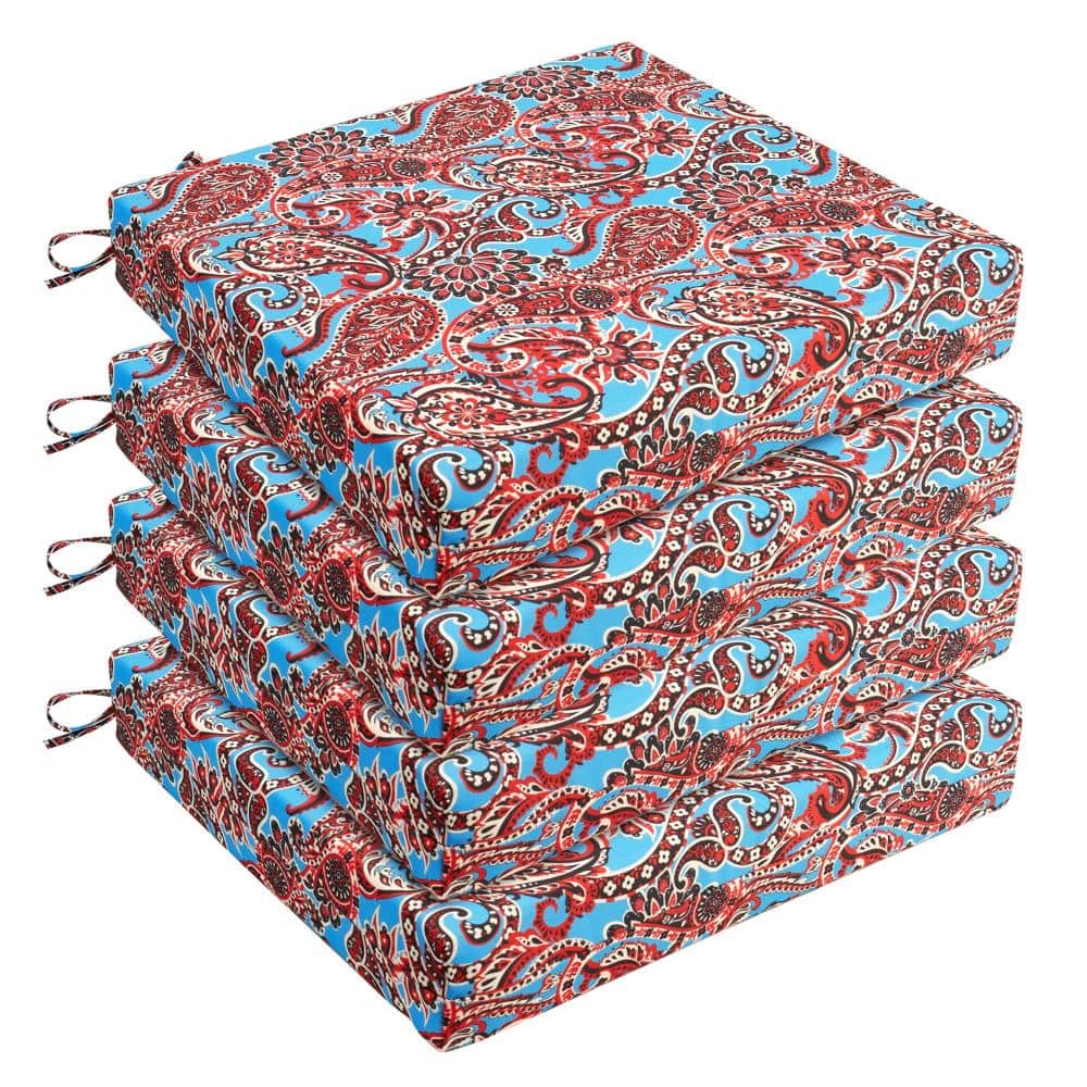 18.5x16x3 Outdoor Chair Cushions with Ties Water Resistant Paisley 4-Pack price history on PriceWatchPro