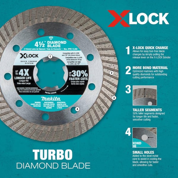 Makita X-LOCK 5 In. X-Lock Turbo Rim Diamond Blade for