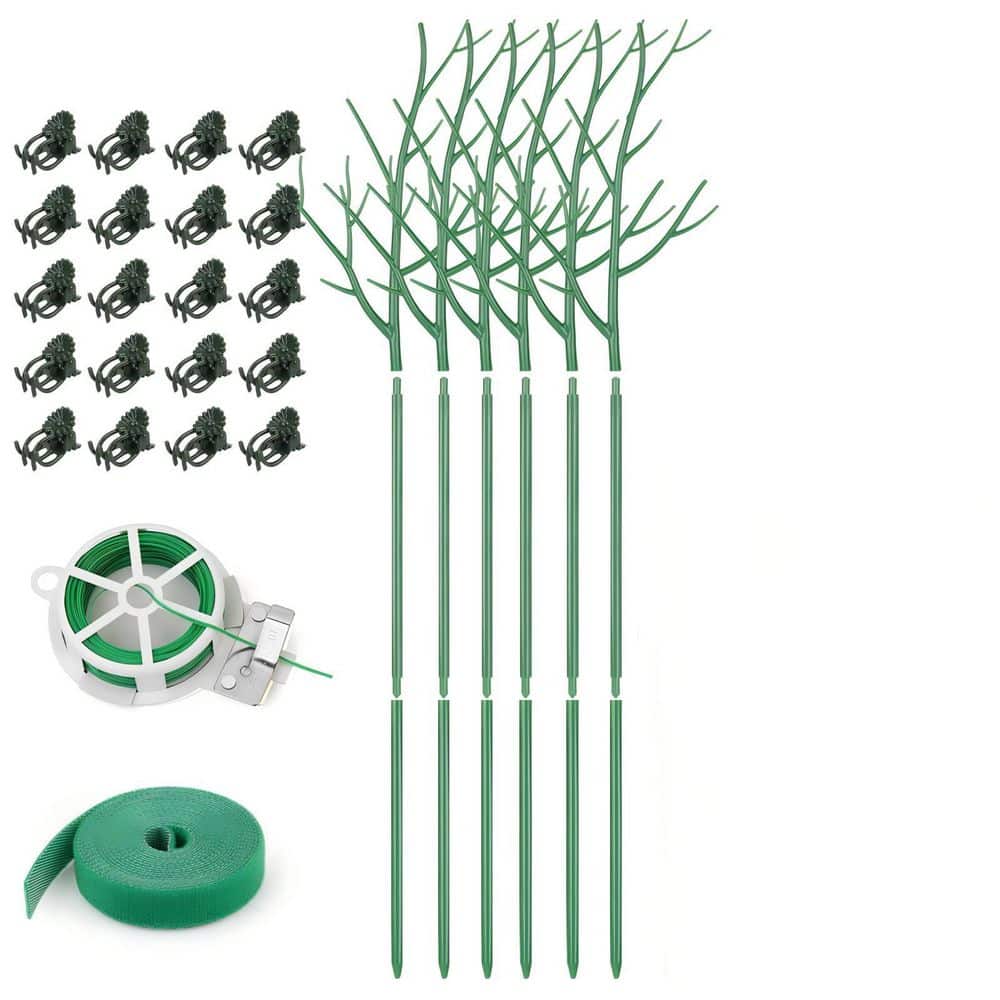 OGETFUUR 39 in. Plastic Plant Support Stakes with Orchid Clip
