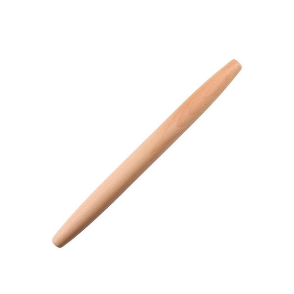 15.75 Inch Beech Wood Natural Finish French Rolling Pin with Tapered Ends and Smooth Surface for Baking Pastry