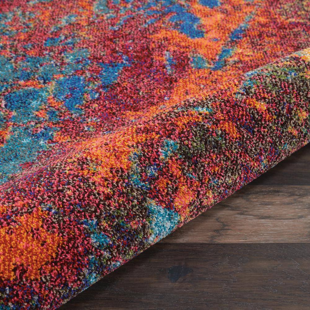 Atlantic Abstract Blue and Orange Synthetic Rug 7'10" x 10'6"