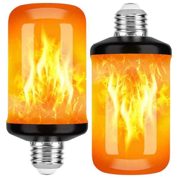 Vrbgify 25-Watt Equivalent F20 E26 Flame LED Light Bulb with Upside Down Effect, 4 Modes Flicker in Orange for Holiday(2-Pack)