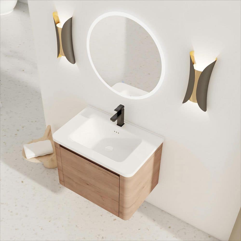28 in. Single Sink Floating Brown Bath Vanity with White Ceramic Sink Top, Plywood price history on PriceWatchPro