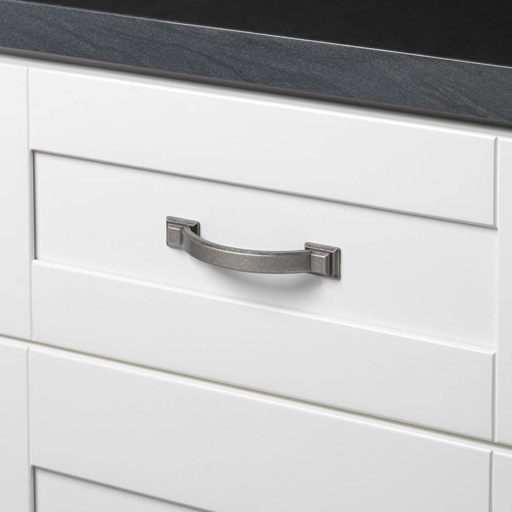 Weathered Nickel Arched Square Cabinet Pull with Mounting Hardware