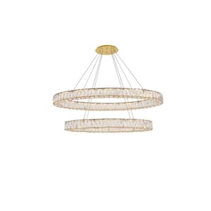 Timeless Home 41 in. L x 18.1 in. W x 10.9 in. H 72-Watt Integrated LED Gold Contemporary Chandelier