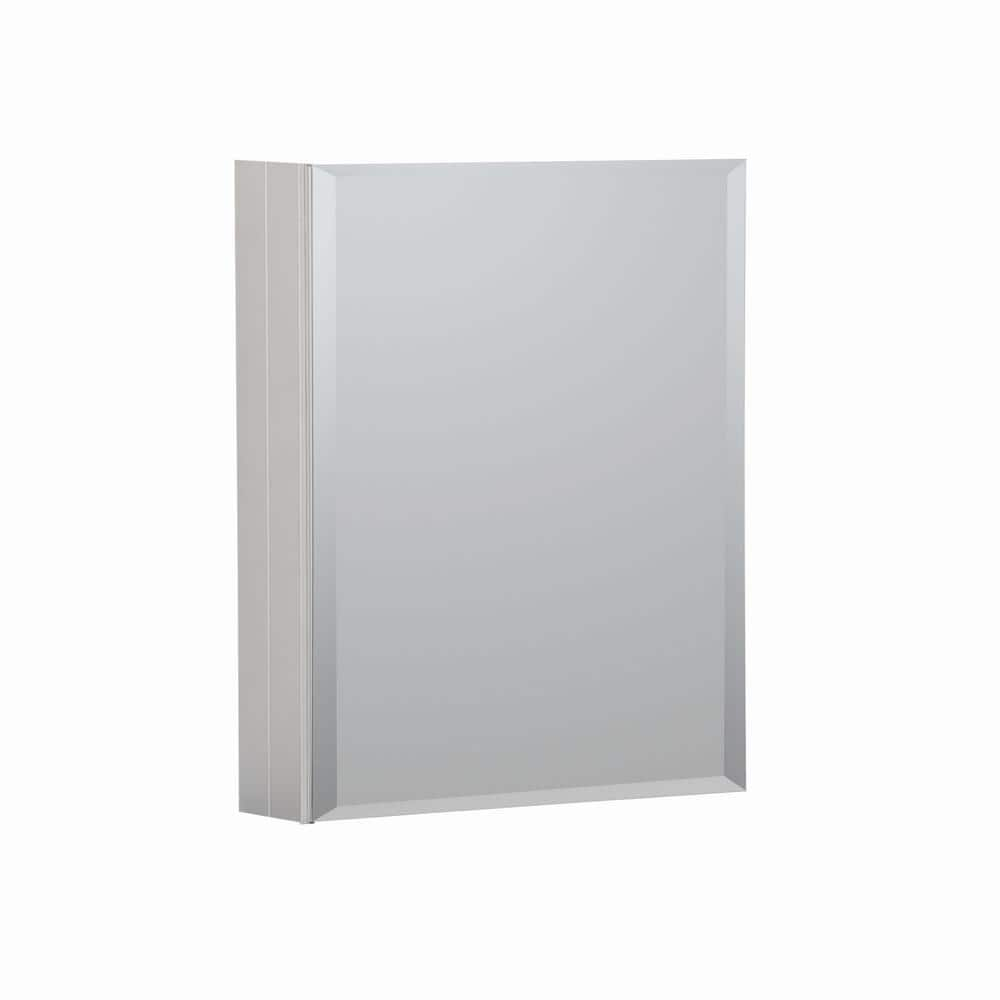 16 in. W x 20 in. H Satin Aluminum Recessed/Surface MountBathroom Medicine Cabinet with Mirror, 2-Glass shelves -  WELLFOR, MCA-1620-4-SA