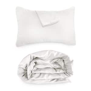 Luxury 100% Viscose from Bamboo Duvet Cover Set with Shams, 3-pcs, King-Cal King - White