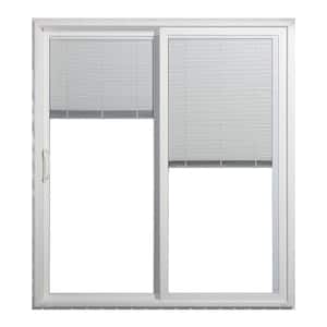 V-4500 60 in. x 80 in. White Left-Hand/Slide Vinyl Full Lite Sliding Patio Door with Internal Blinds