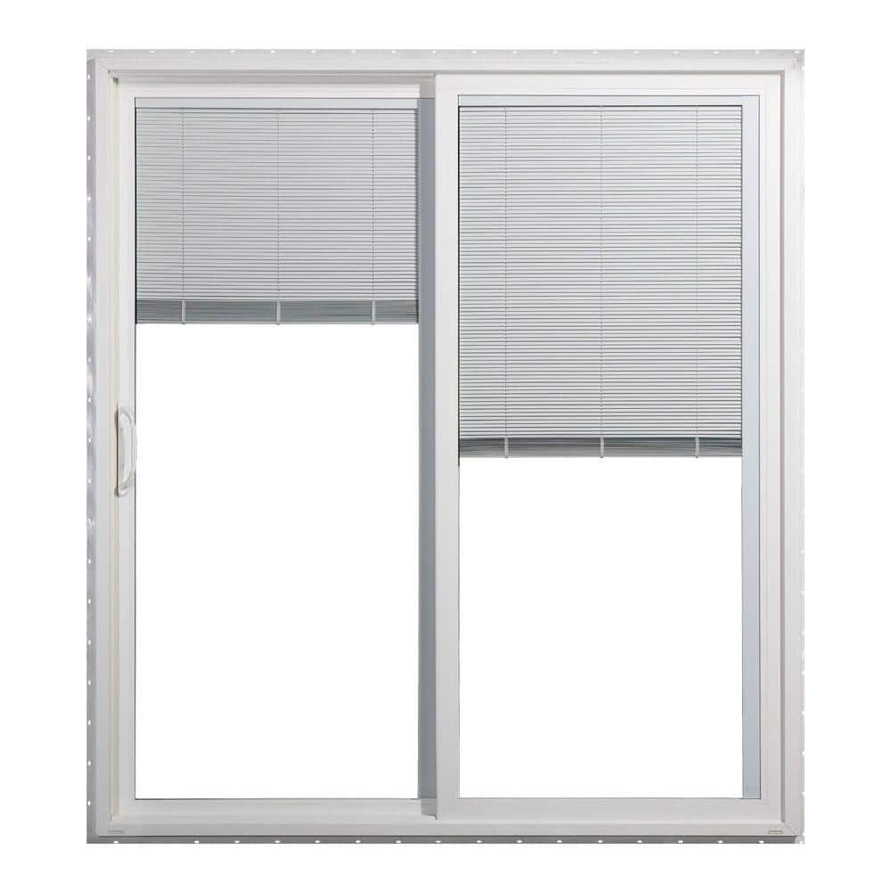 JELD-WEN 72 in. x 80 in. V-4500 White Vinyl Left-Hand Full Lite Sliding Patio Door w/Internal Blinds