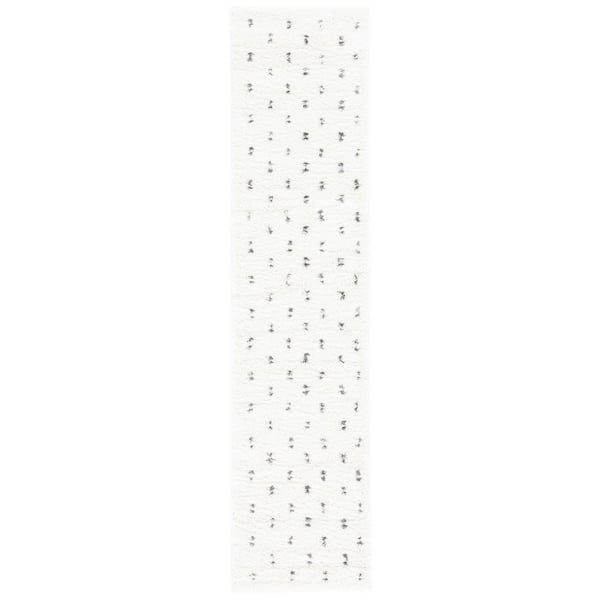 Berber Shag 2 ft. x 6 ft. Beige/Gray Linear Dotted Runner Rug