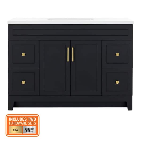 Chasbury 49 in. Single Sink Matte Black Bath Vanity with White Cultured Marble Top (Assembled)