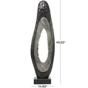 Black Aluminum Teardrop Abstract Sculpture with Black Base