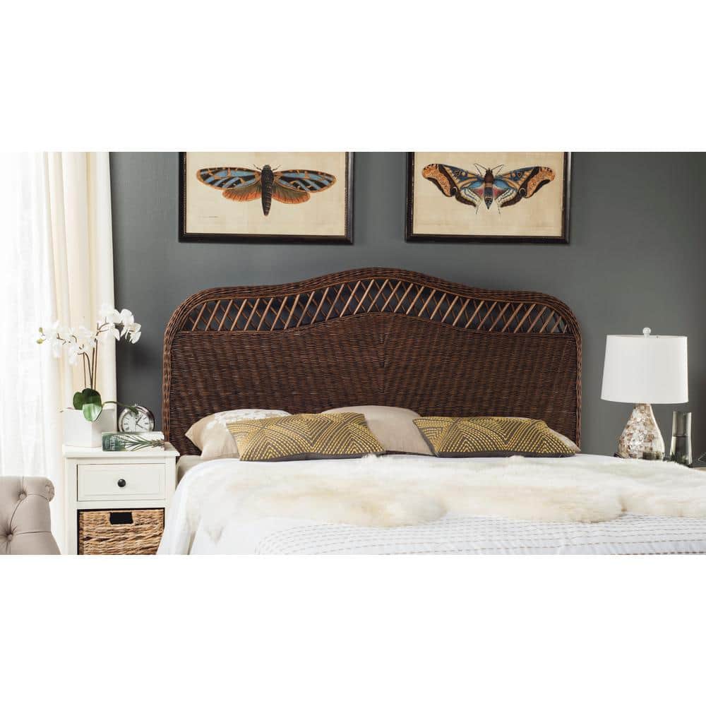 Transitional Wicker Queen Headboard in Tonal Brown