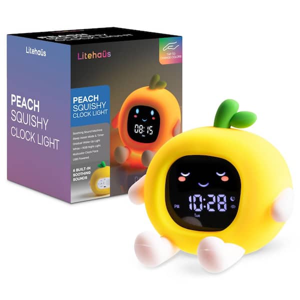 USB Operated Squishy Peach Clock with Sounds Multi-Color