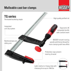 TG Series 12 in. Bar Clamp with Composite Plastic Handle and 5-1/2 in. Throat Depth