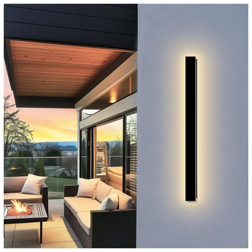 47 in. 1-Light Matte Black Integrated LED Outdoor Wall Sconce, for House Front Door Porch Garage with No Bulbs Included price history on PriceWatchPro