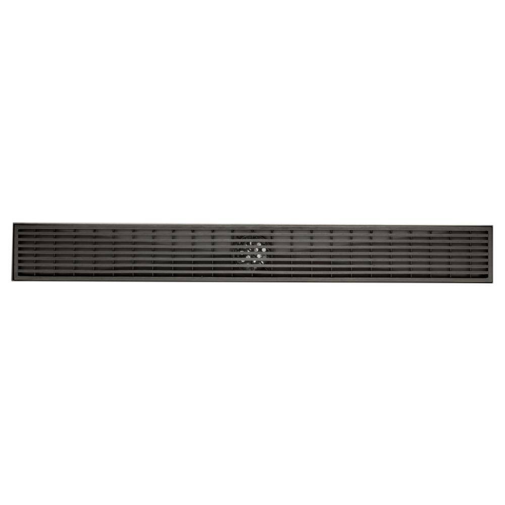 24" Brushed Stainless Steel Linear Shower Drain with Groove Lines