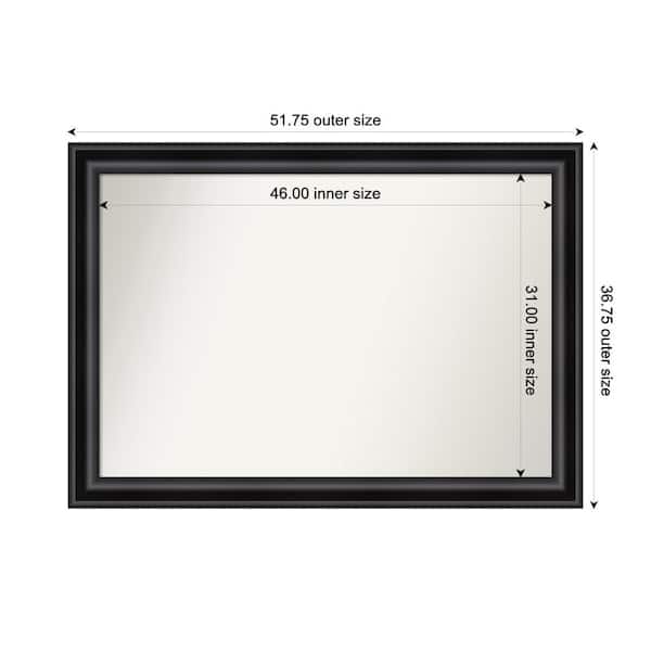 Amanti Art Grand Black 51.75 in. W x 36.75 in. H Custom Non-Beveled Recycled Polystyrene Framed Bathroom Vanity Wall Mirror