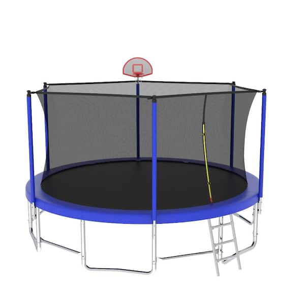 Blue Steel Outdoor 15 FT Trampoline with Safety Enclosure Net