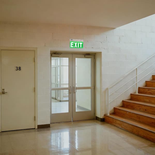 3-Watt Green LED Edge Lit Exit Sign, Single Sided Emergency Exit Light with Brushed Aluminum Housing for Commercial