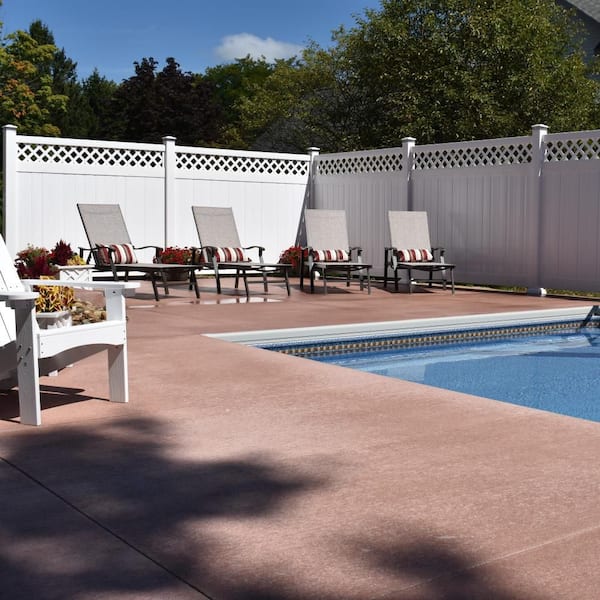 Weatherables Glenshire 6 ft. x 8 ft. White Vinyl Lattice Top Fence Panel Kit