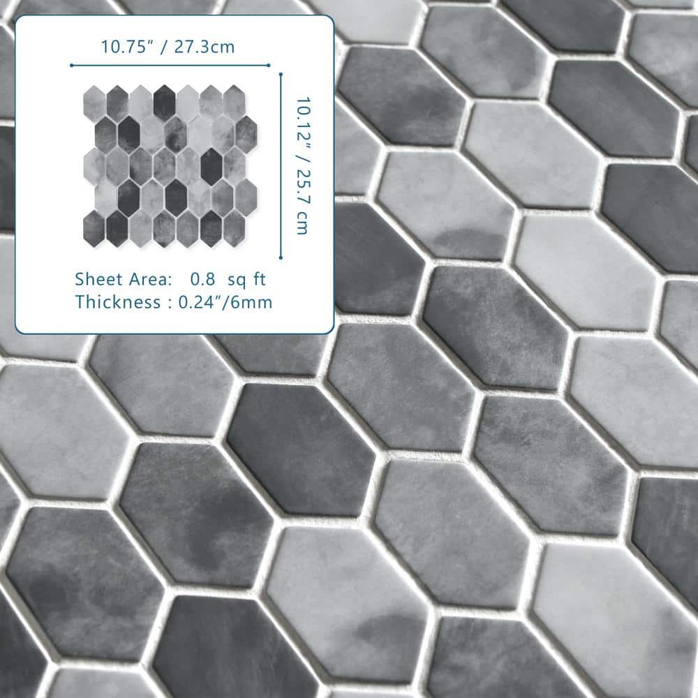 Gray Hexagonal Recycled Glass Mosaic Floor and Wall Tile