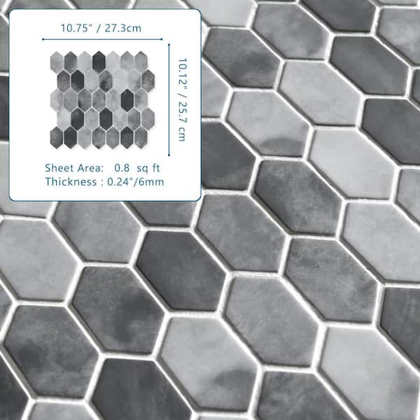 sunwings Picket Gray Mix 10.7 in. x 10.1 in. Long Hexagon Recycled