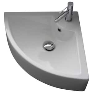 Square Wall Mounted Bathroom Sink in White