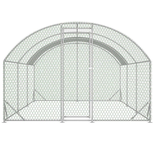 19.7 ft. W x 9.9 ft. D Silver Metal Shed, Metal Chicken Cage Large Chicken Coop Outdoor and Yard Farm Use (194 sq. ft. )