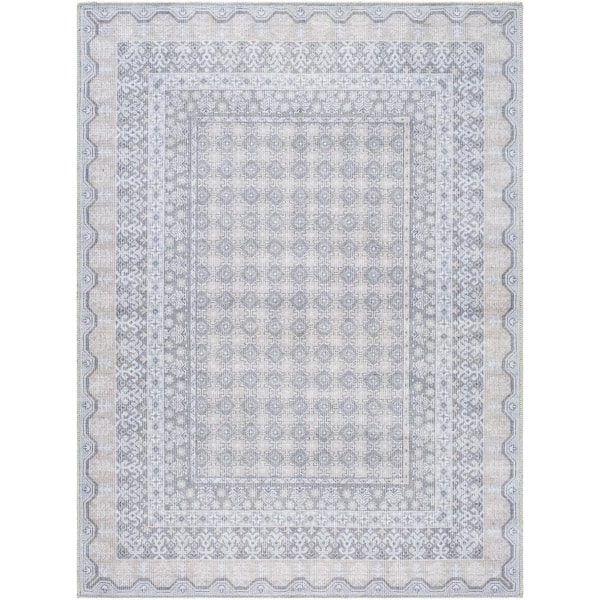 Our PNW Home White/Pale Blue 3 ft. x 12 ft. Rainier Cottage Indoor Area Rug
