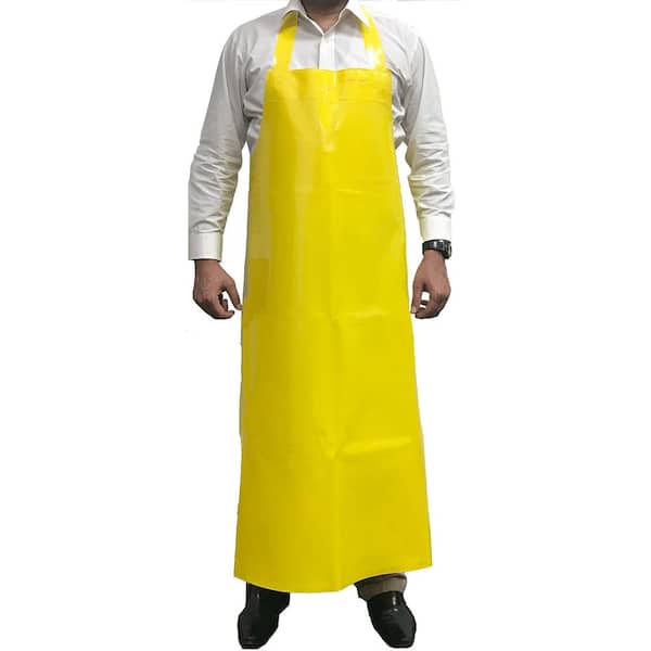 KLEEN HANDLER Yellow, 35X47 In. 11.8 Mil Reusable Heavy Duty TPU Bib Thick Apron, Waterproof & Oil Resistant, Smooth Finish (1-Pack)