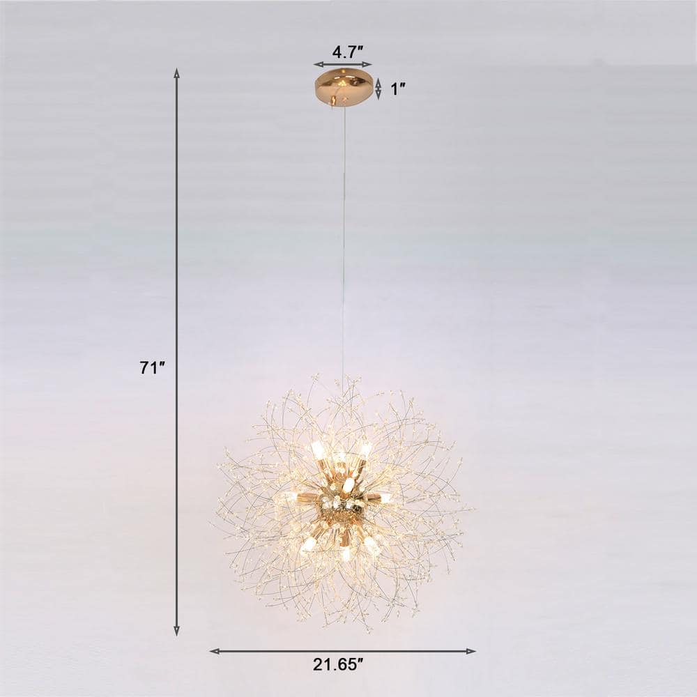 Gold Crystal Firework Dandelion Sputnik Chandelier