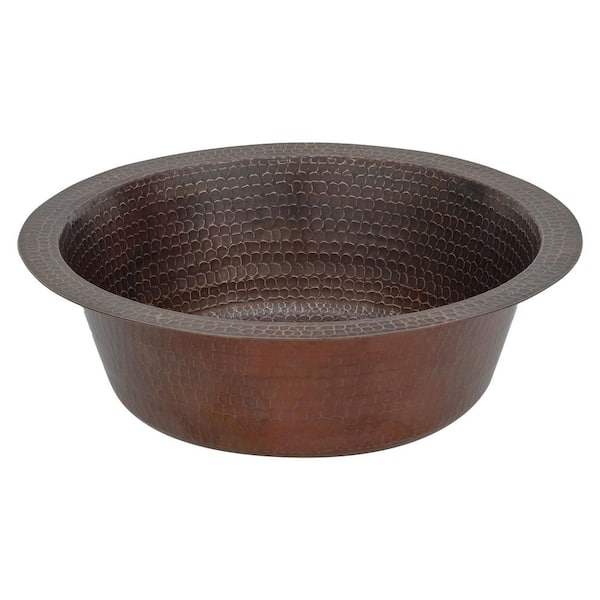 Bronze 16 Gauge Copper 14 in. Dual Mount Bar Sink with 3.5 in. Drain Opening