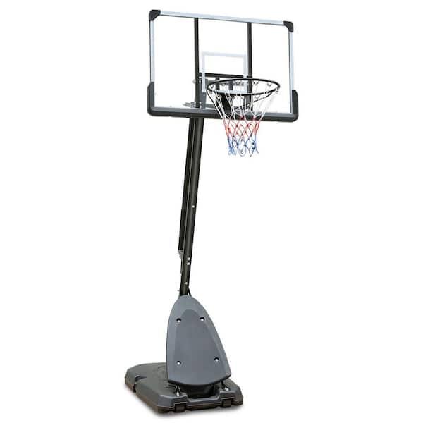 Huluwat Black 7.5 ft. to 10 ft. H Adjustment Portable Basketball Hoop Goal with 44 in. Backboard, Stable Base and Wheels