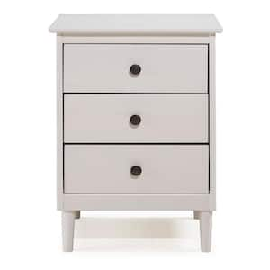 Classic Mid Century Modern 3-Drawer White Solid Wood Nightstand 25 in. x 19 in. x 15 in