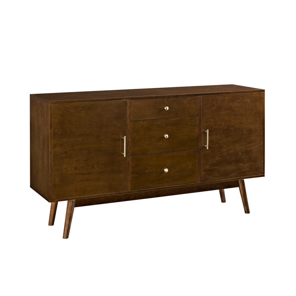 Walnut Mid-Century Modern 60" TV Console with Cabinet