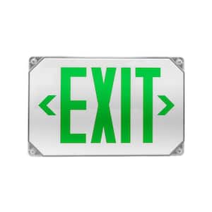 EXL5 Series 25-Watt Equivalent Integrated LED Outdoor White Emergency Exit Sign, Green Lettering