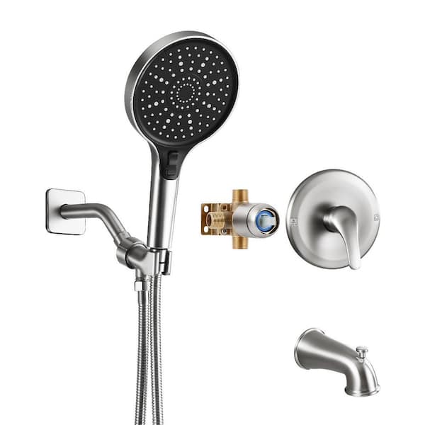 Single Handle 2-Spray Shower Faucet 1.6 GPM With tub Spout in Brushed Nickel