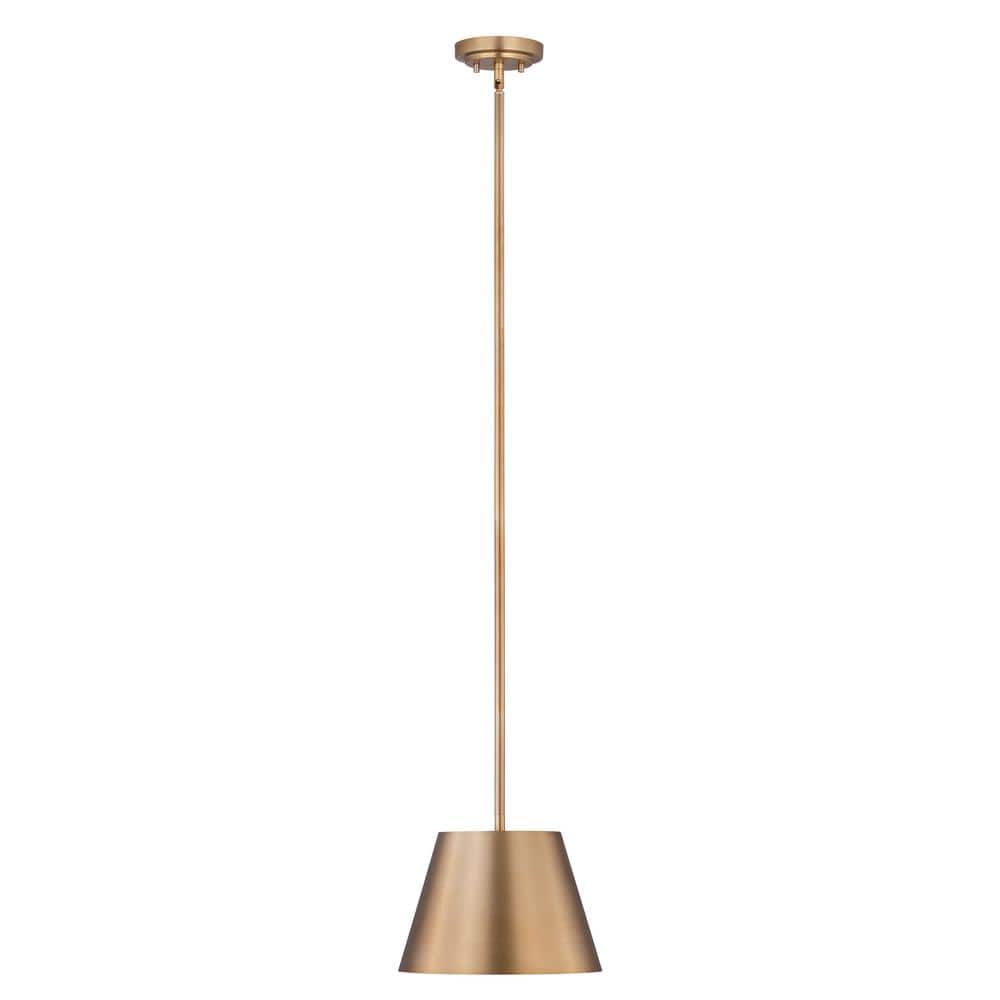 Lilly 12 in. 1-Light Modern Gold Shaded Pendant Light with Modern Gold Stee