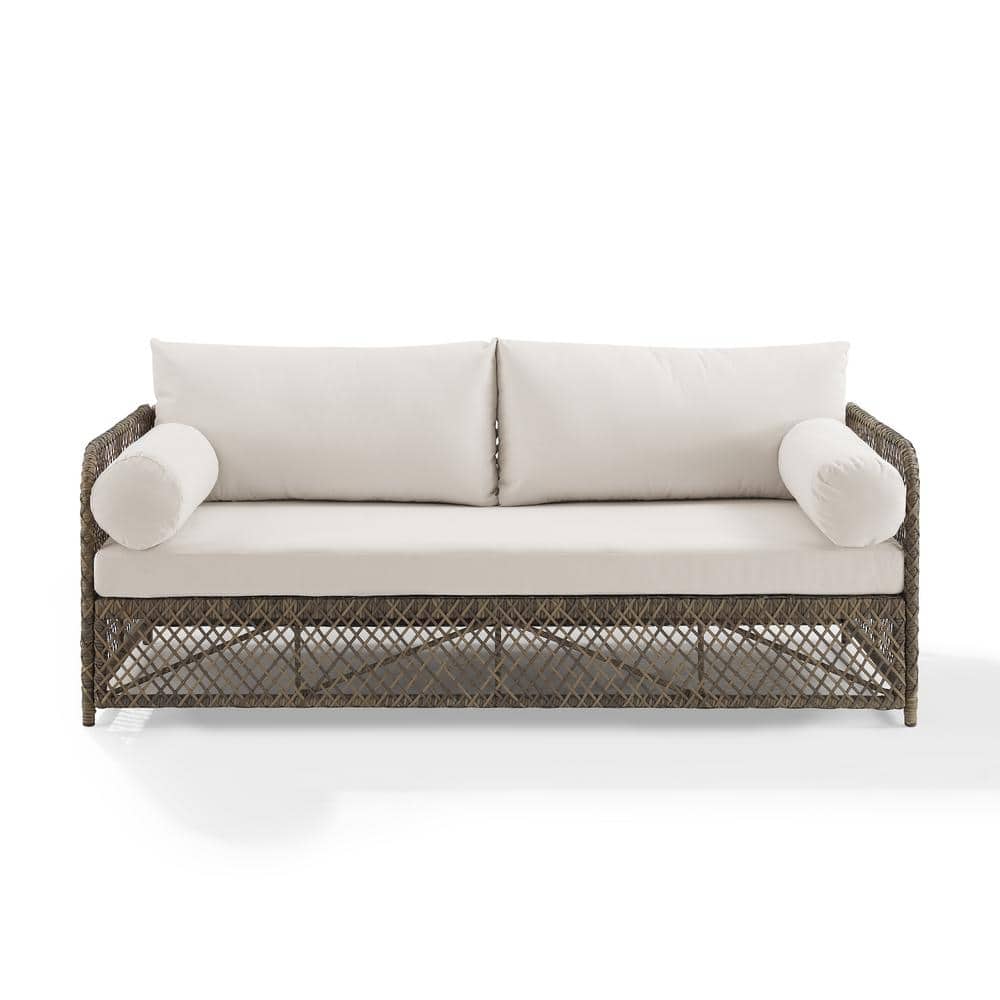 Granite Bay White Wicker Three-Seat Outdoor Sofa