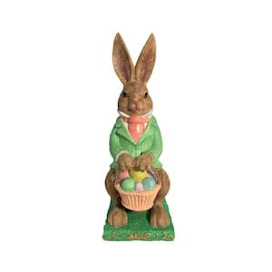 Magnesium Rabbit Statue with Basket Clayton B Rabbit
