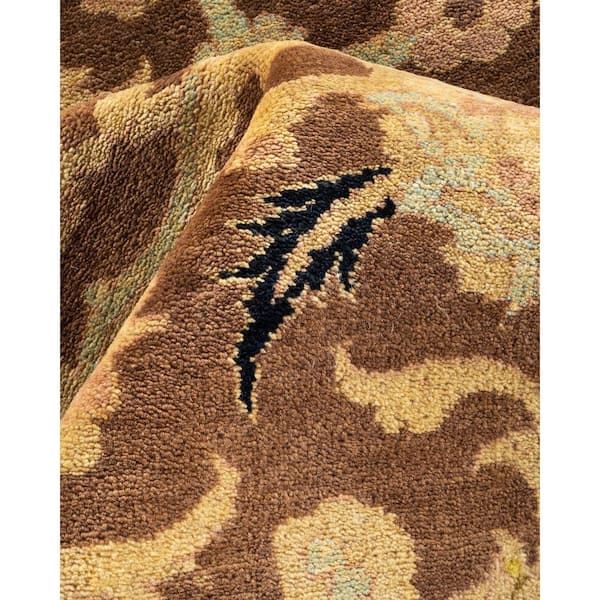 Eclectic 9 ft. x 12 ft. Brown  Floral Wool Indoor Area Rug